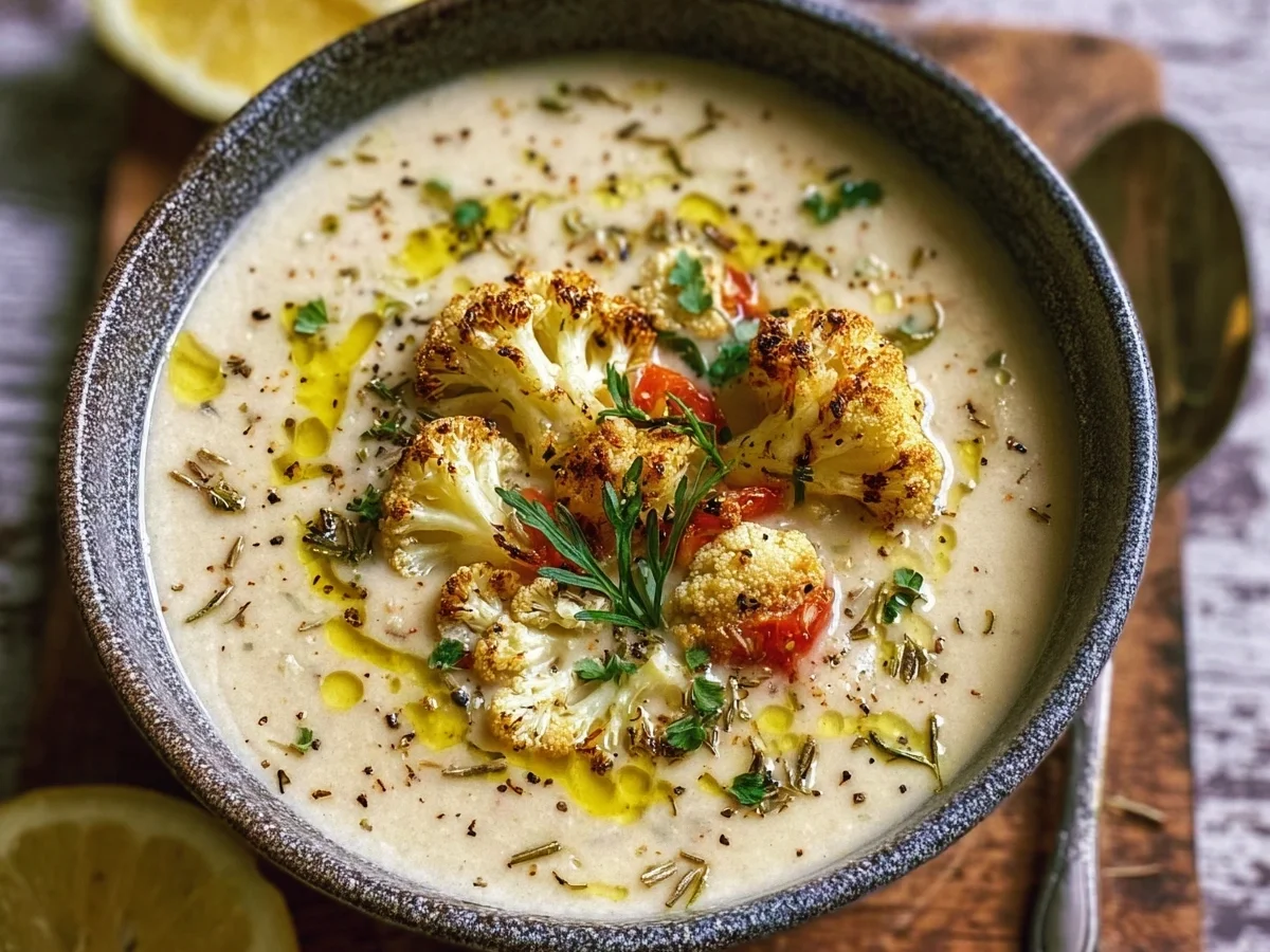 Creamy Mediterranean Cauliflower Soup (Vegan, GF) - Image 1