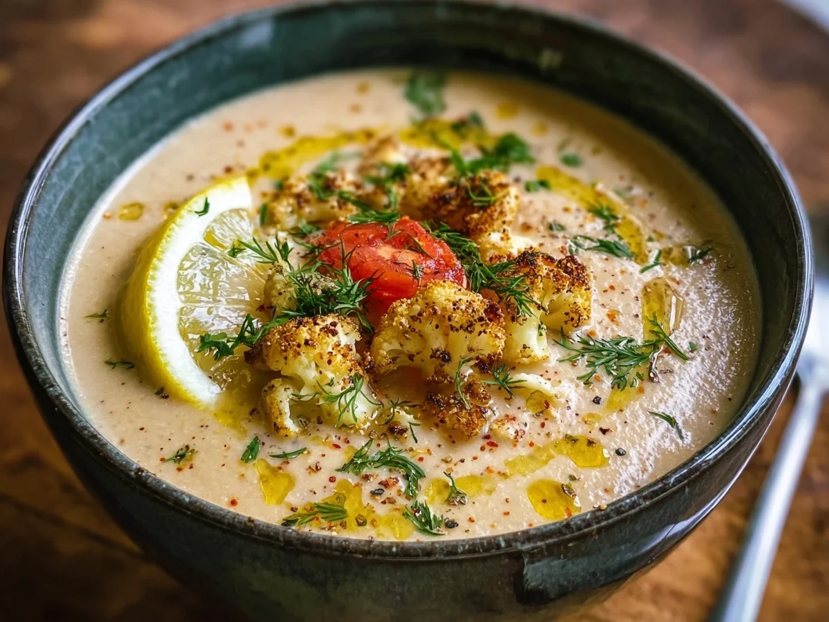 Creamy Mediterranean Cauliflower Soup (Vegan, GF) - Image 2