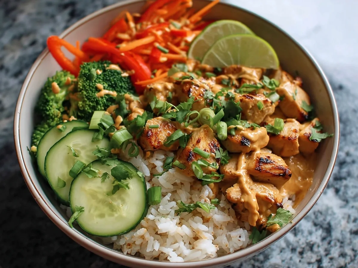 Creamy Thai Peanut Chicken Buddha Bowl Recipe - Image 1