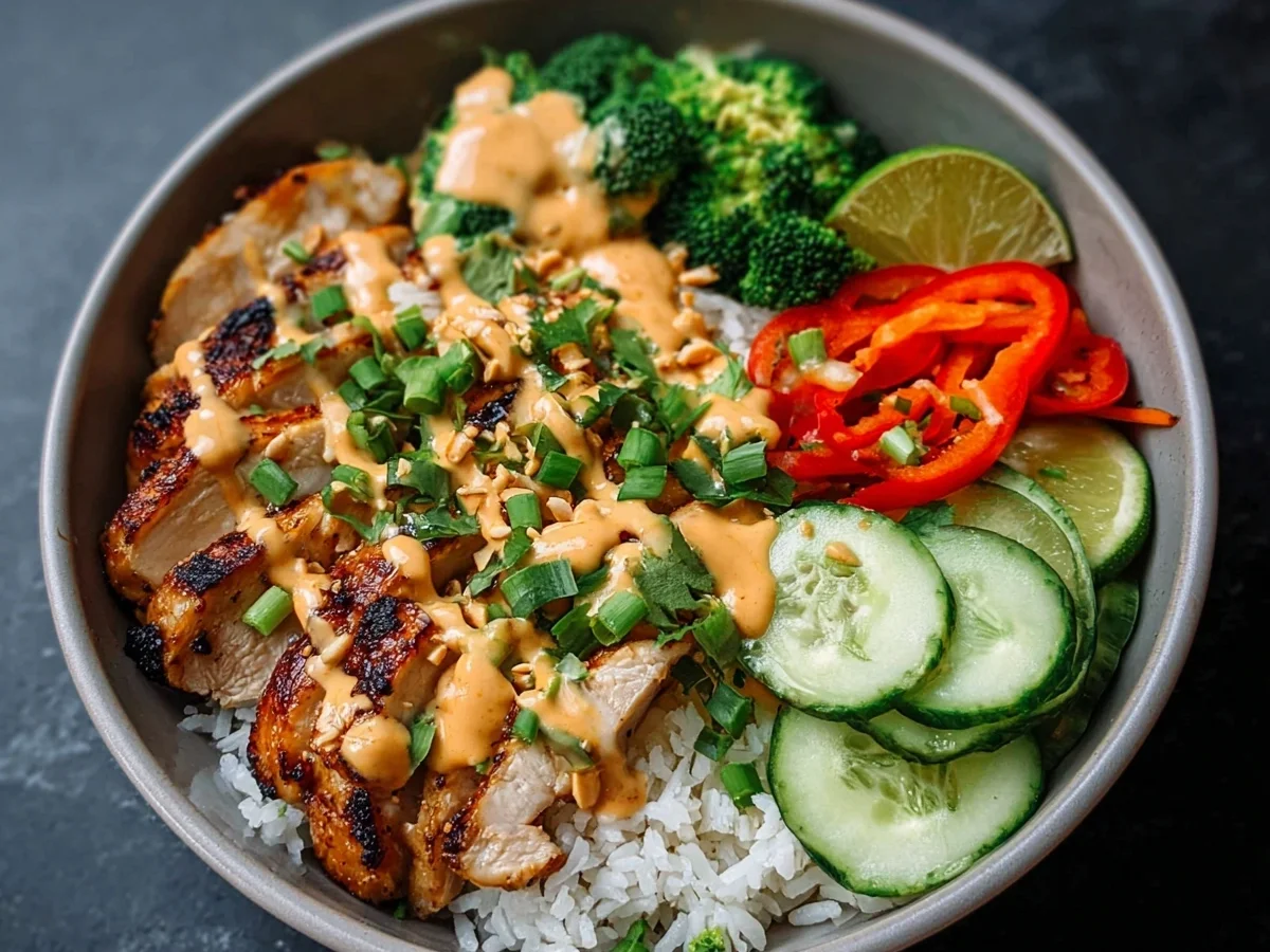 Creamy Thai Peanut Chicken Buddha Bowl Recipe - Image 2