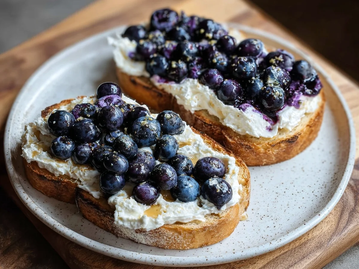 Crispy Air Fryer Blueberry Cottage Cheese Toast - Image 1