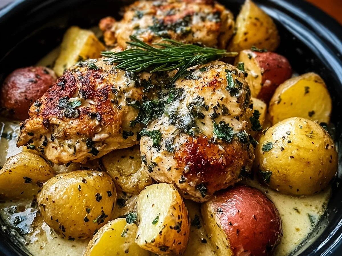 Crockpot Garlic Parmesan Chicken & Potatoes - Image 1