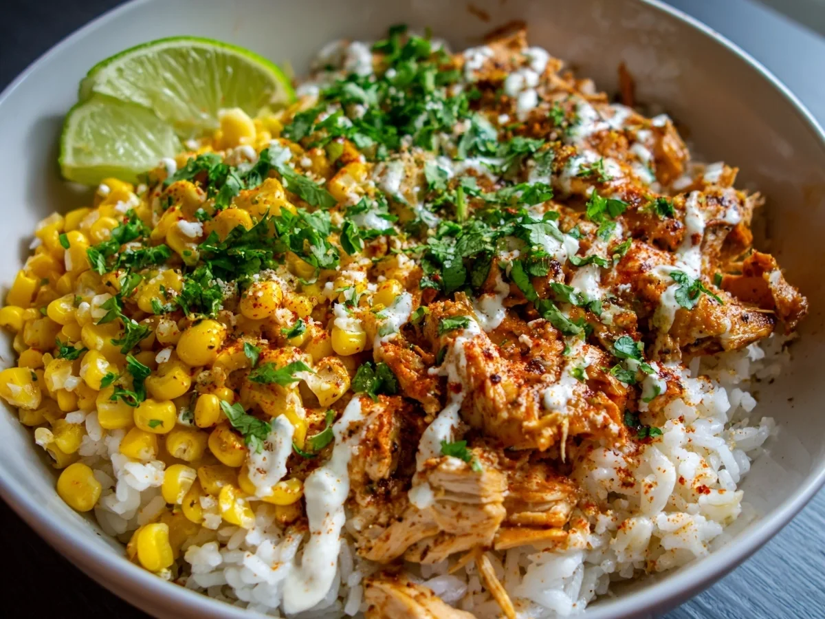 Easy Street Corn Chicken Rice Bowl for Quick Dinner - Image 1