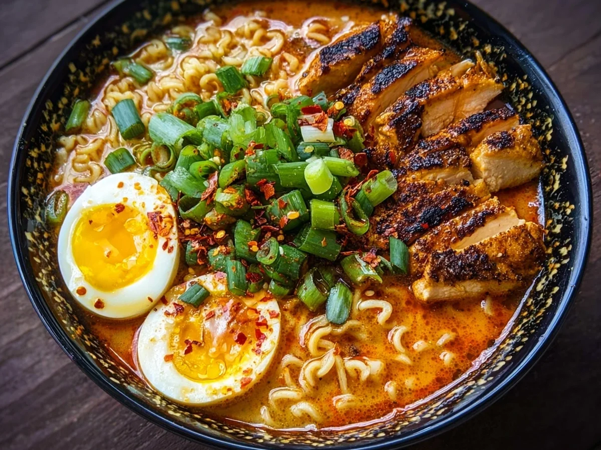 Fiery Chicken Ramen: Spicy Garlic Broth - Image 2