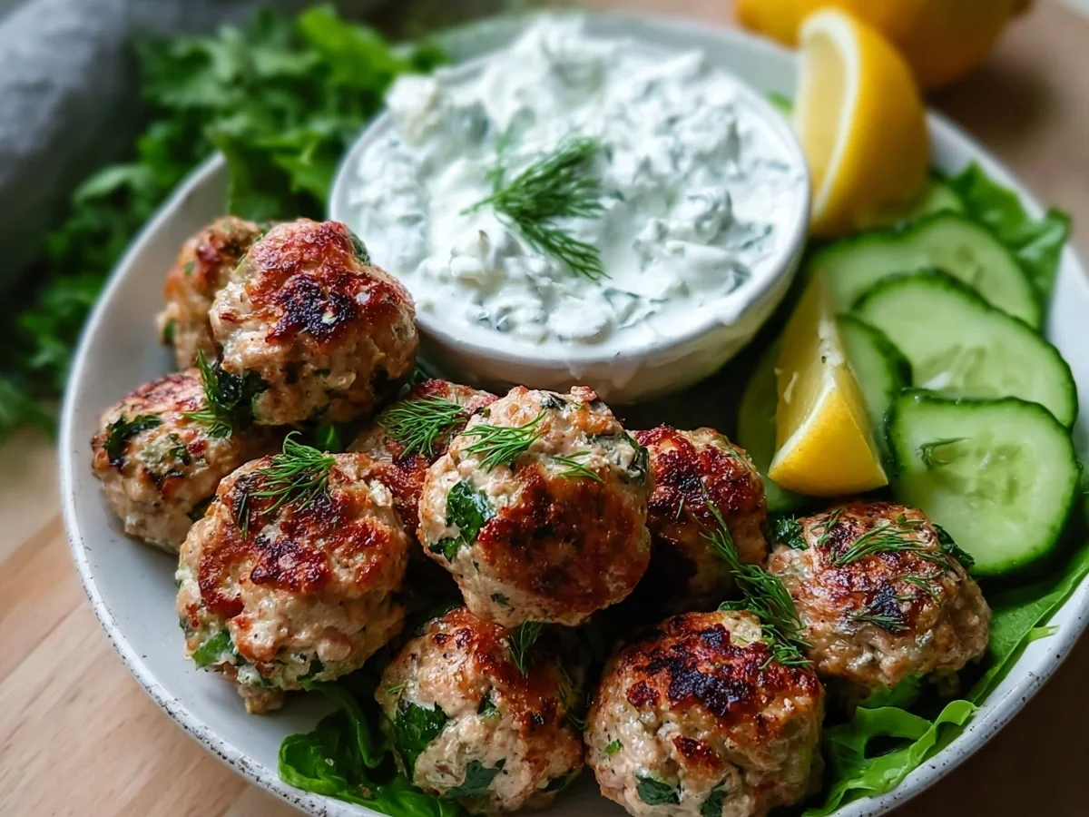 Greek Turkey Meatballs with Tzatziki | High Protein Meal Prep - Image 1
