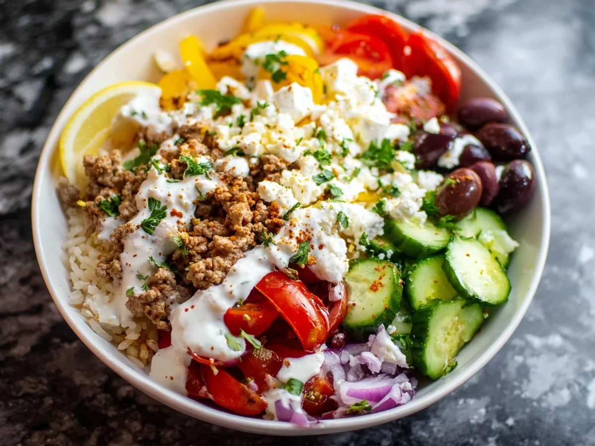 Greek Turkey Rice Bowls: Healthy Meal Prep Dinner - Image 1