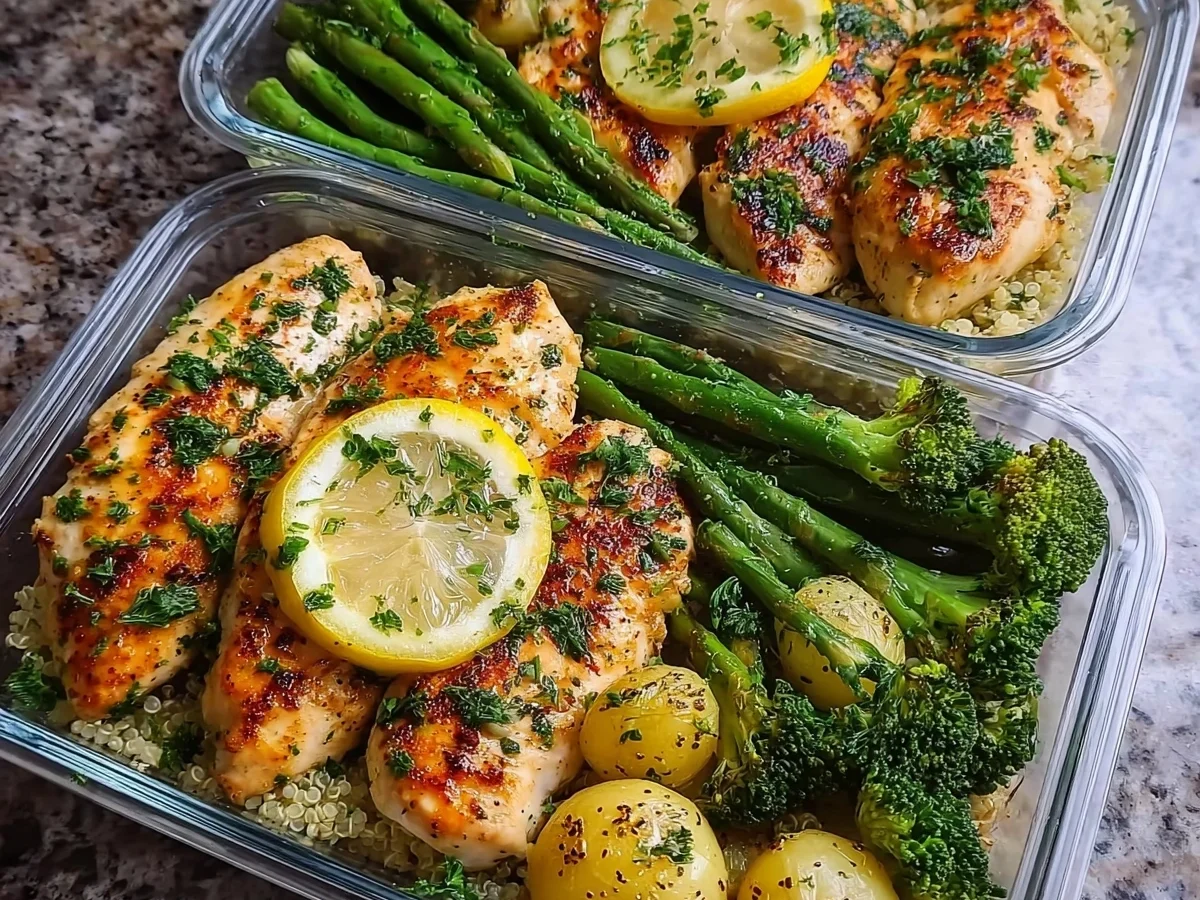 Healthy Lemon Garlic Chicken Meal Prep Bowls - Image 2
