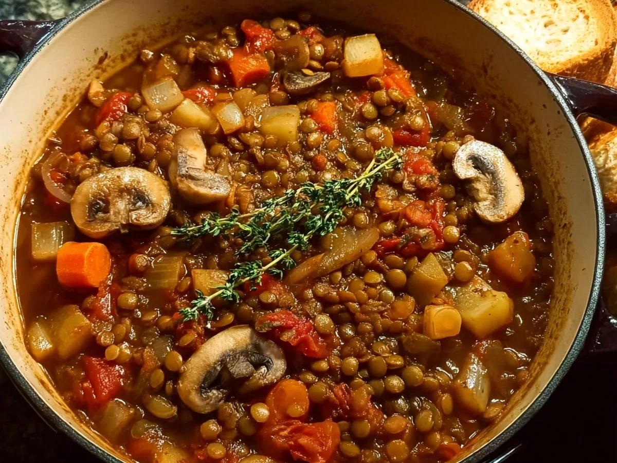 Hearty Vegan Lentil Mushroom Stew (18g Protein) - Image 2
