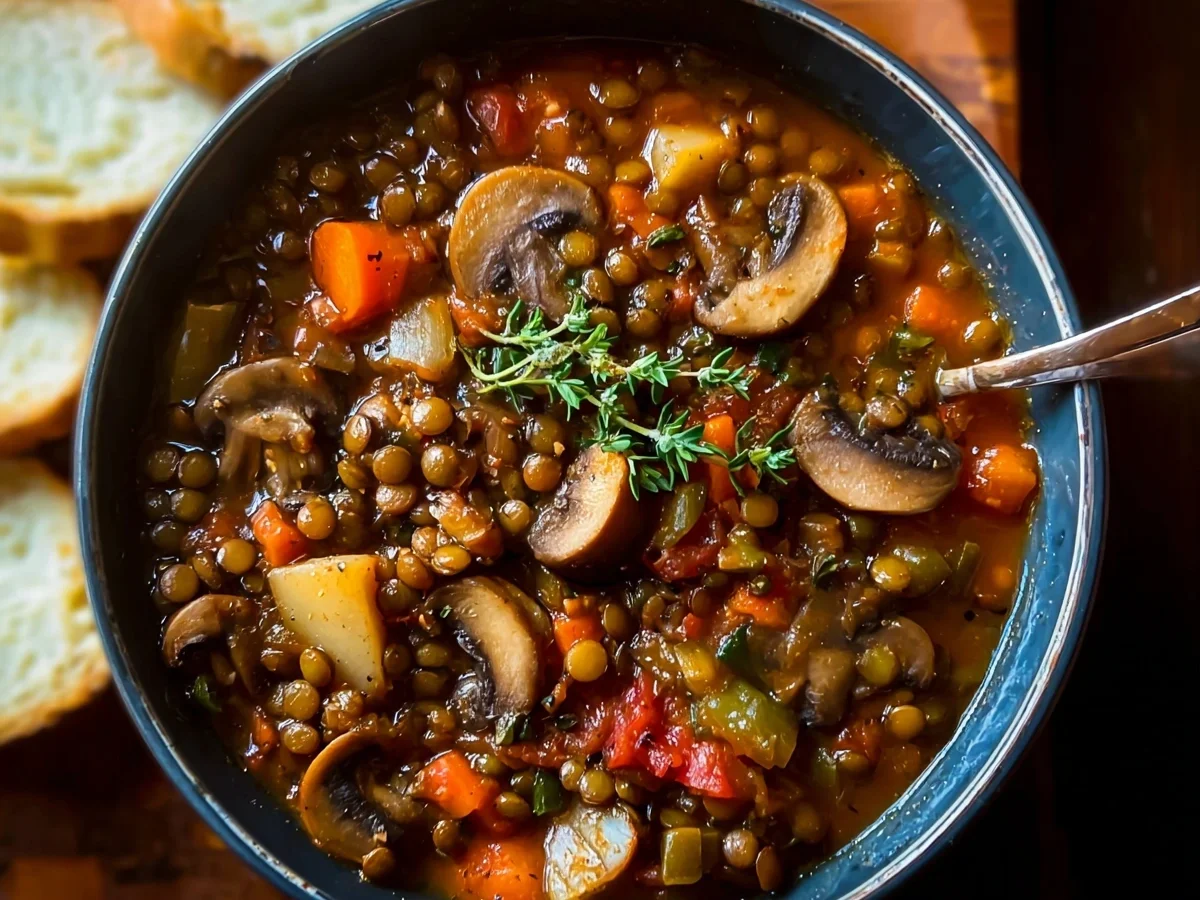 Hearty Vegan Lentil Mushroom Stew - Image 1