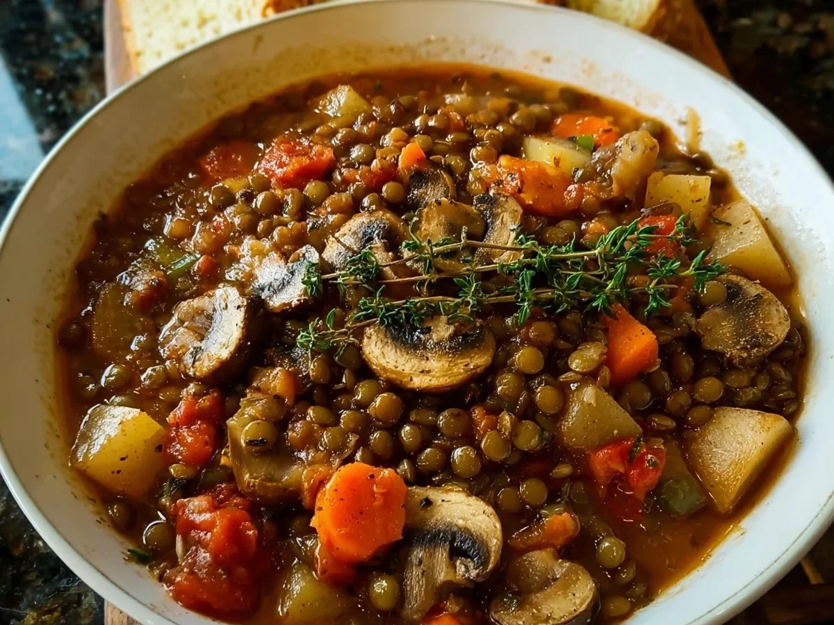 Hearty Vegan Lentil Mushroom Stew - Image 2