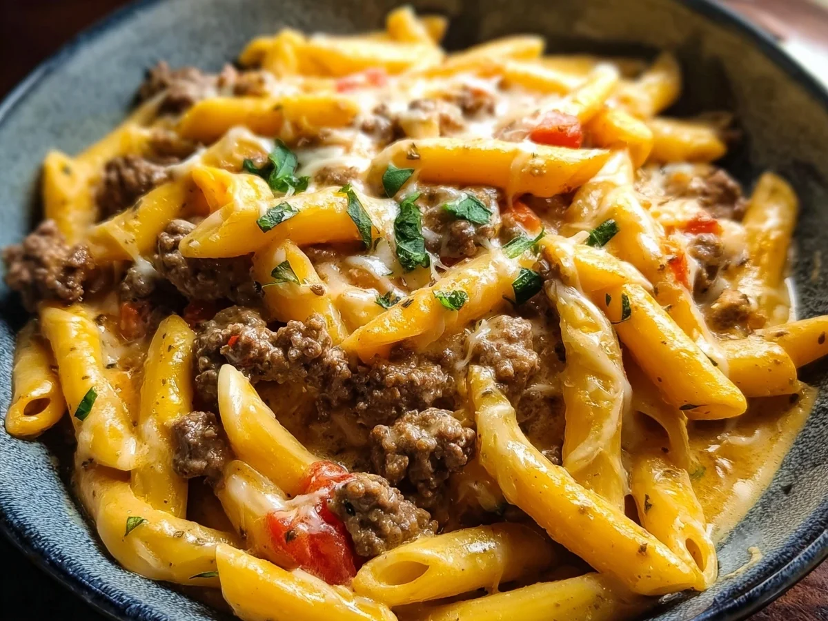 High Protein Creamy Beef Pasta for Quick Dinner - Image 1