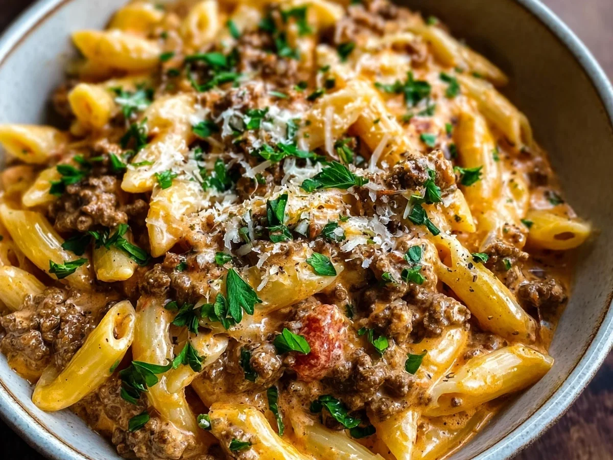 High Protein Creamy Beef Pasta for Quick Dinner - Image 2
