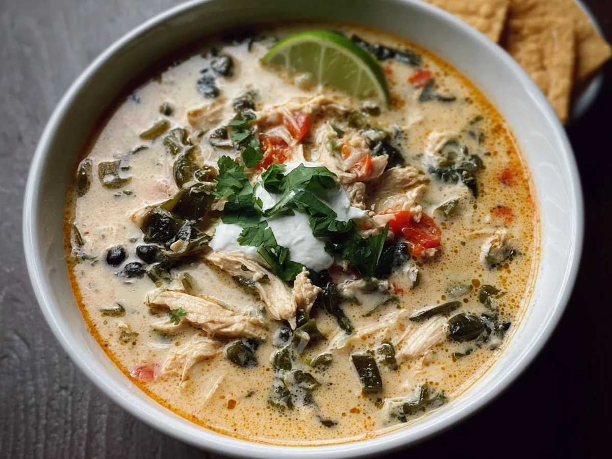 High Protein Creamy Chicken Poblano Soup for Meal Prep - Image 1