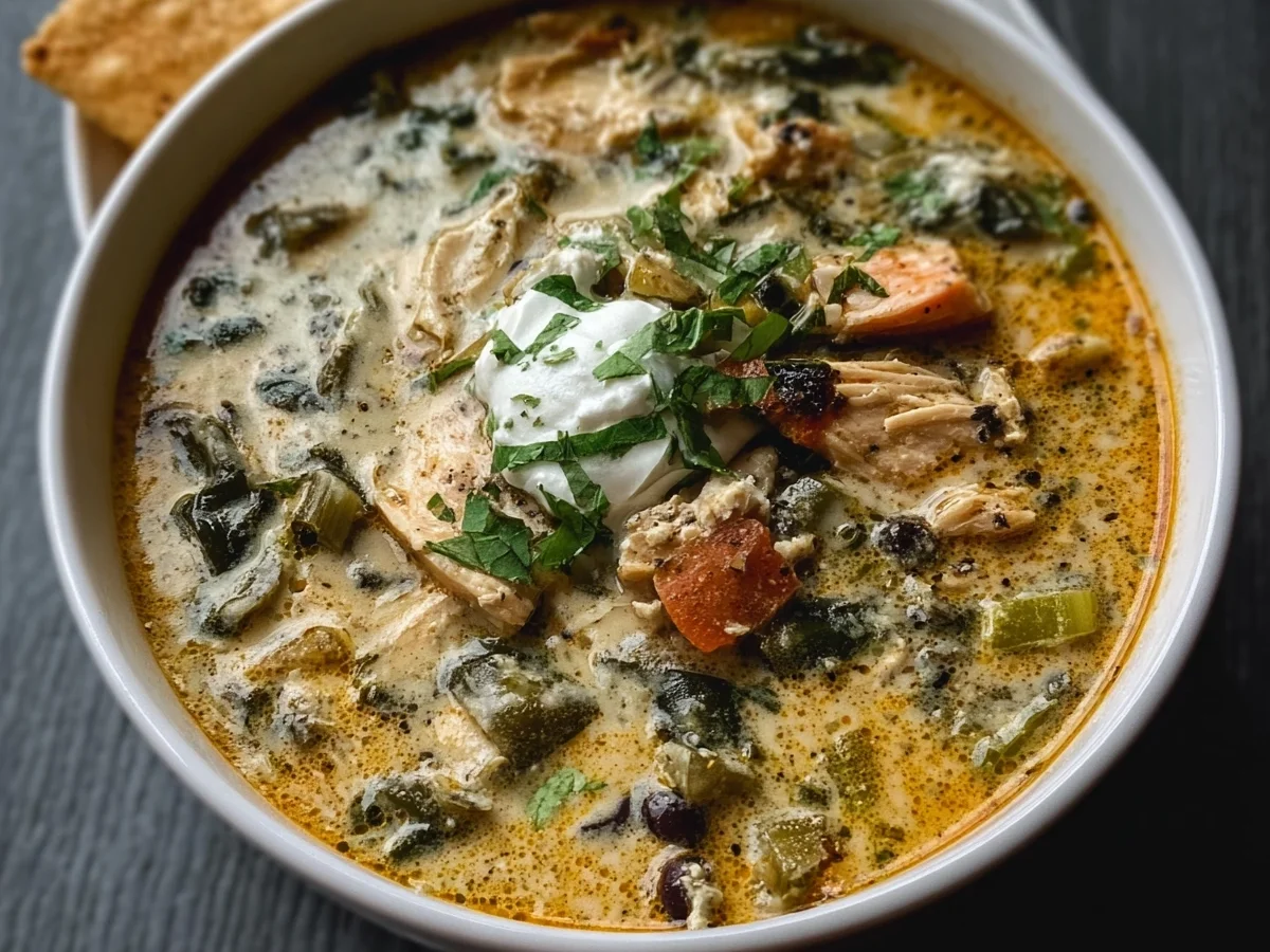 High Protein Creamy Chicken Poblano Soup for Meal Prep - Image 2