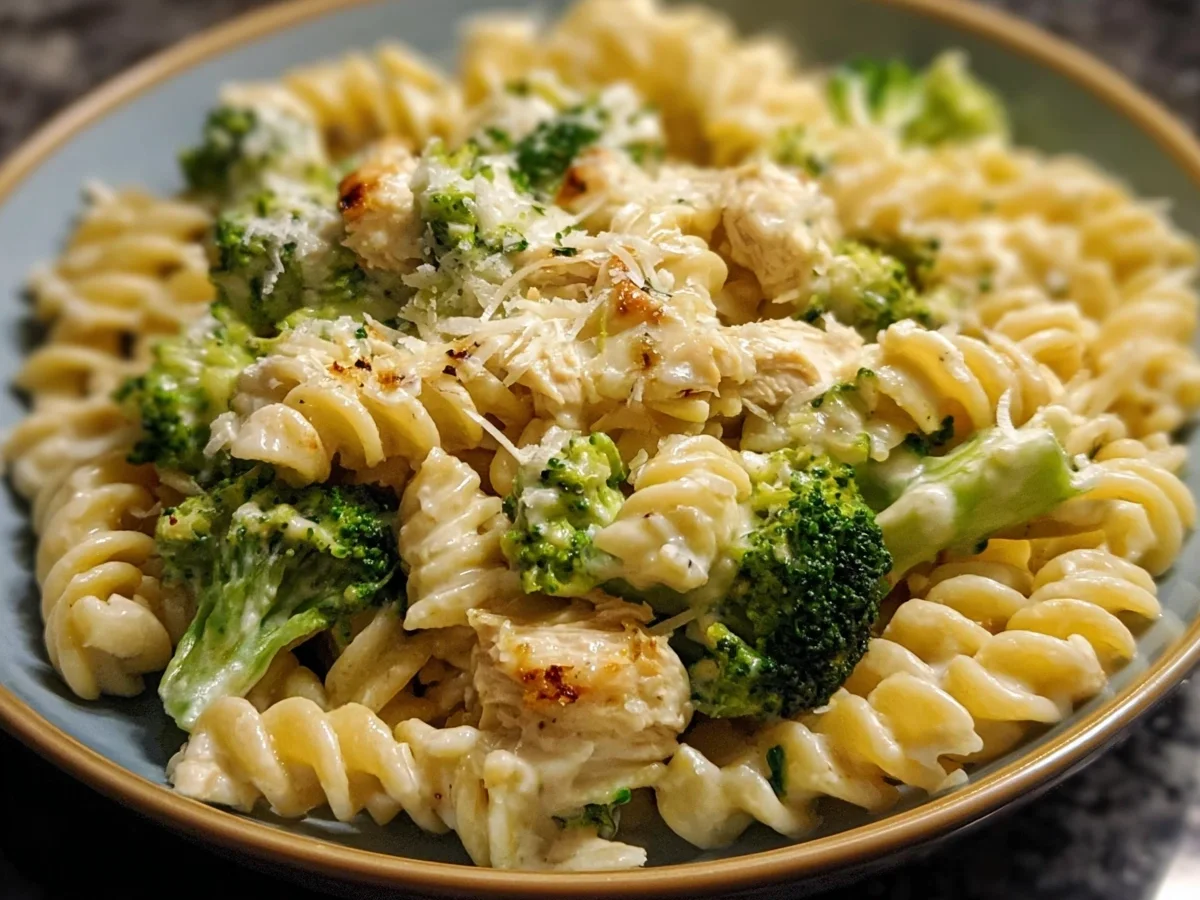 High Protein Creamy Rotisserie Chicken Broccoli Pasta - Image 1