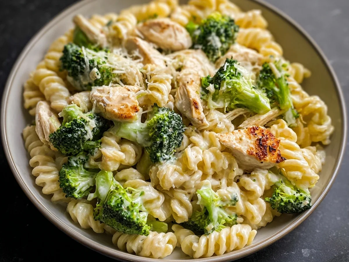 High Protein Creamy Rotisserie Chicken Broccoli Pasta - Image 2