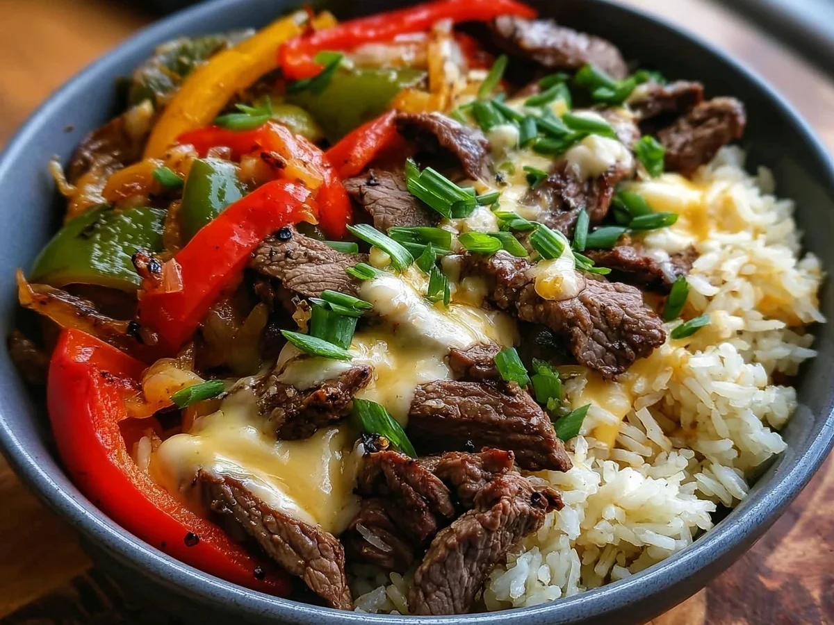 High Protein Philly Cheesesteak Rice Bowls - Image 1