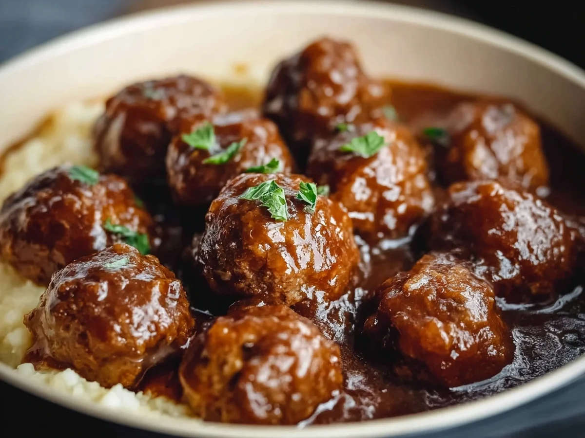 High Protein Slow Cooker Salisbury Steak Meatballs - Image 2