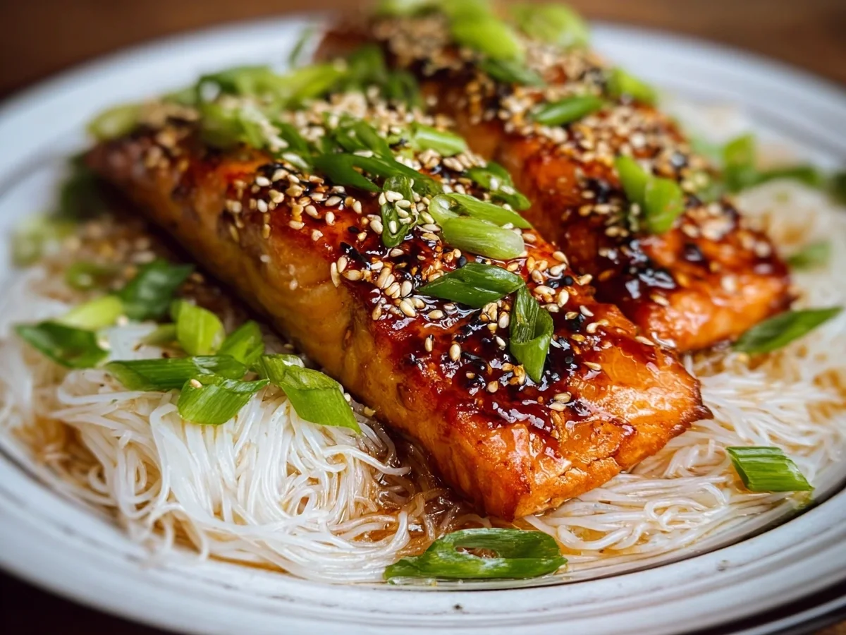 High Protein Teriyaki Salmon with Rice Noodles - Image 1
