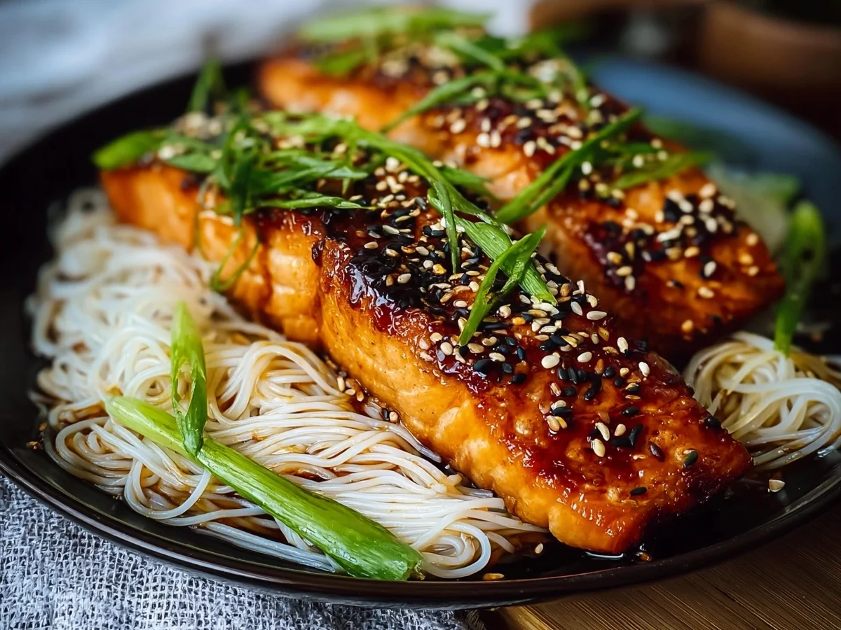 High Protein Teriyaki Salmon with Rice Noodles - Image 2