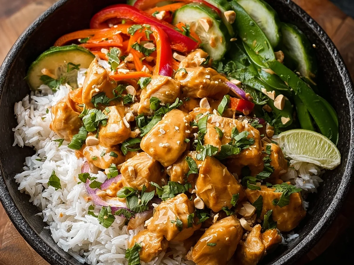 High Protein Thai Peanut Chicken Bowl - Image 1