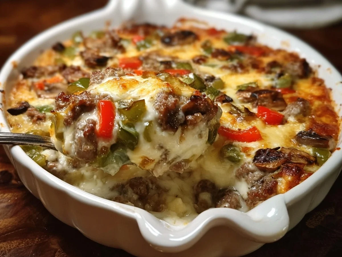 Low Carb Philly Cheesesteak Casserole: Easy Weeknight Meal - Image 1