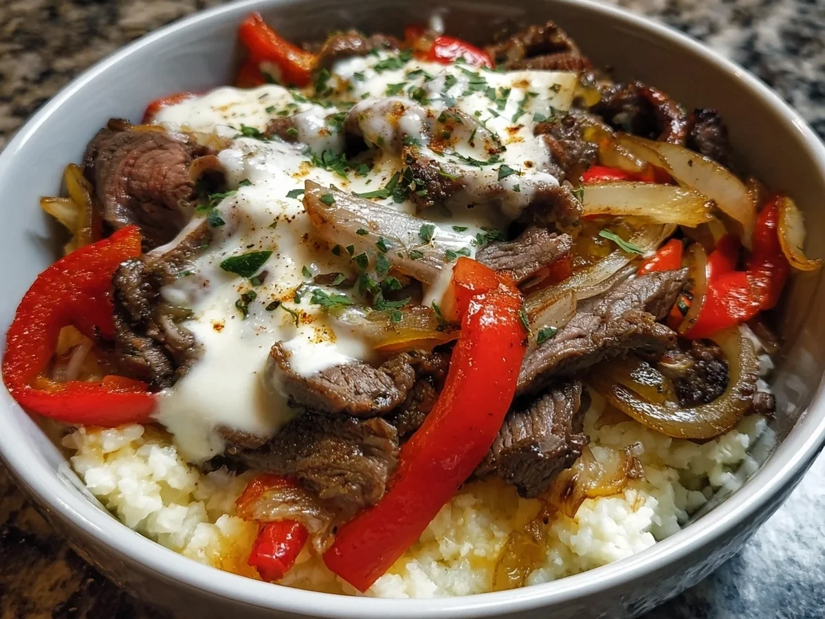 Philly Cheesesteak Bowl: High Protein Low Carb Dinner - Image 1