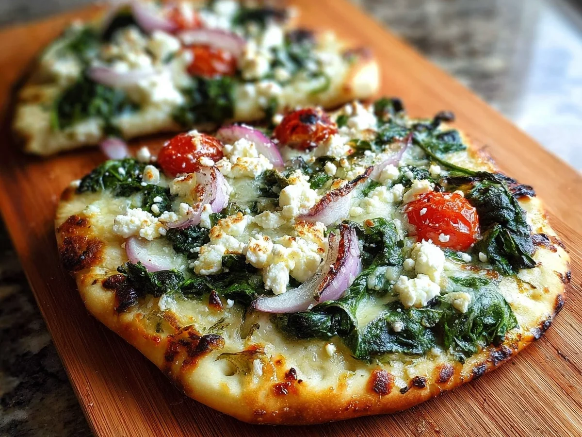 Quick Spinach Feta Flatbread Pizza: Mediterranean - Image 1
