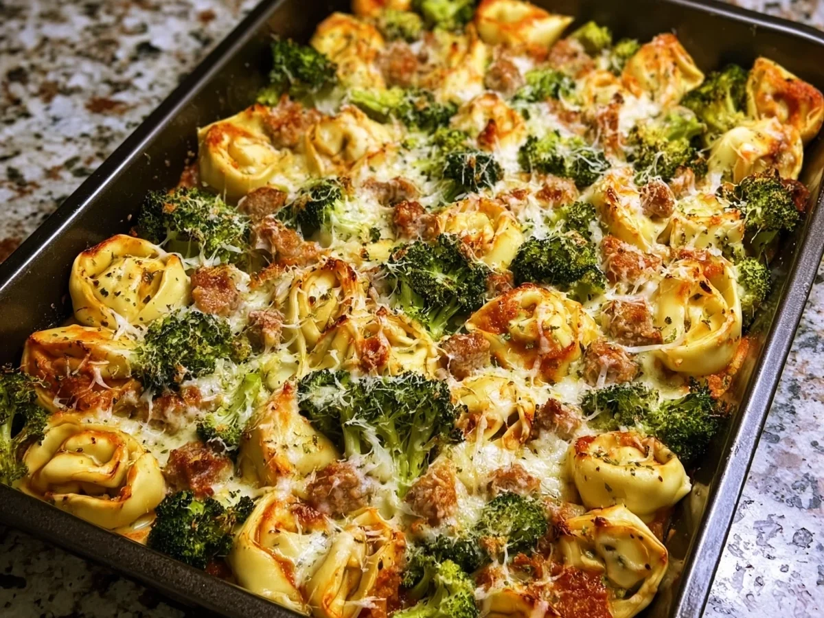 Sheet Pan Broccoli Tortellini Bake: High Protein Dinner - Image 1