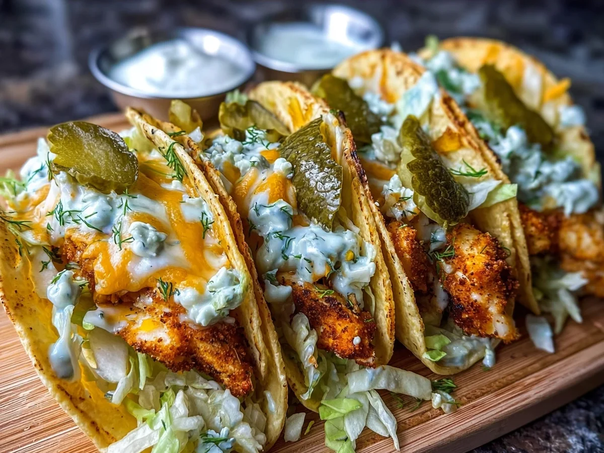 Smash Chicken Tacos with Dill Pickle Ranch & Crispy Cheese - Image 1