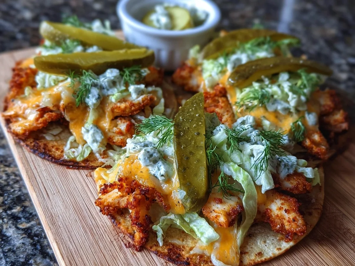Smash Chicken Tacos with Dill Pickle Ranch & Crispy Cheese - Image 2