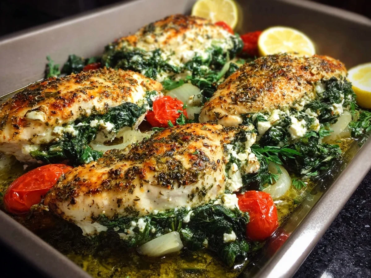 Spinach Feta Baked Chicken: One-Pan Greek Delight - Image 1