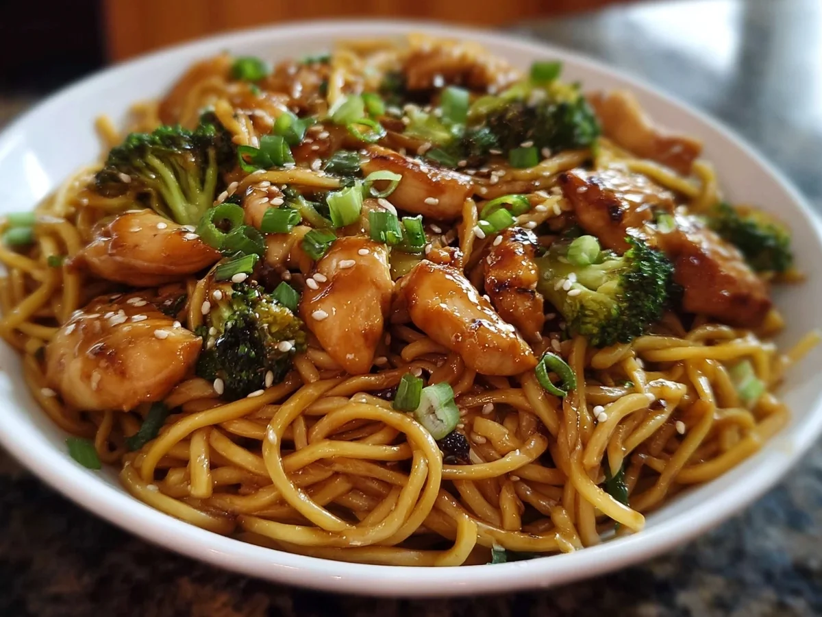 Sticky Garlic Chicken Noodles: Quick High-Protein Dinner - Image 1