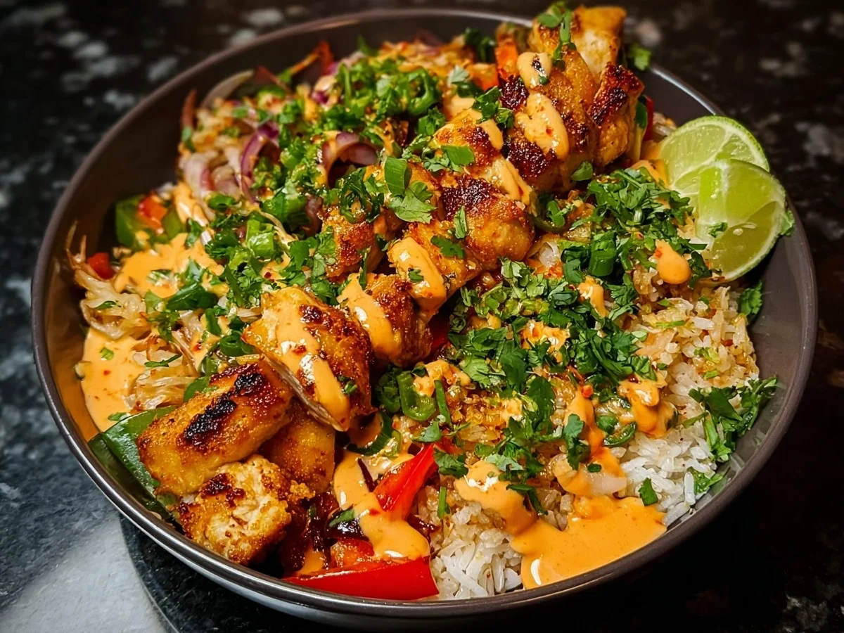 Sweet Chili Chicken Bowl with Coconut Lime Drizzle - Image 1