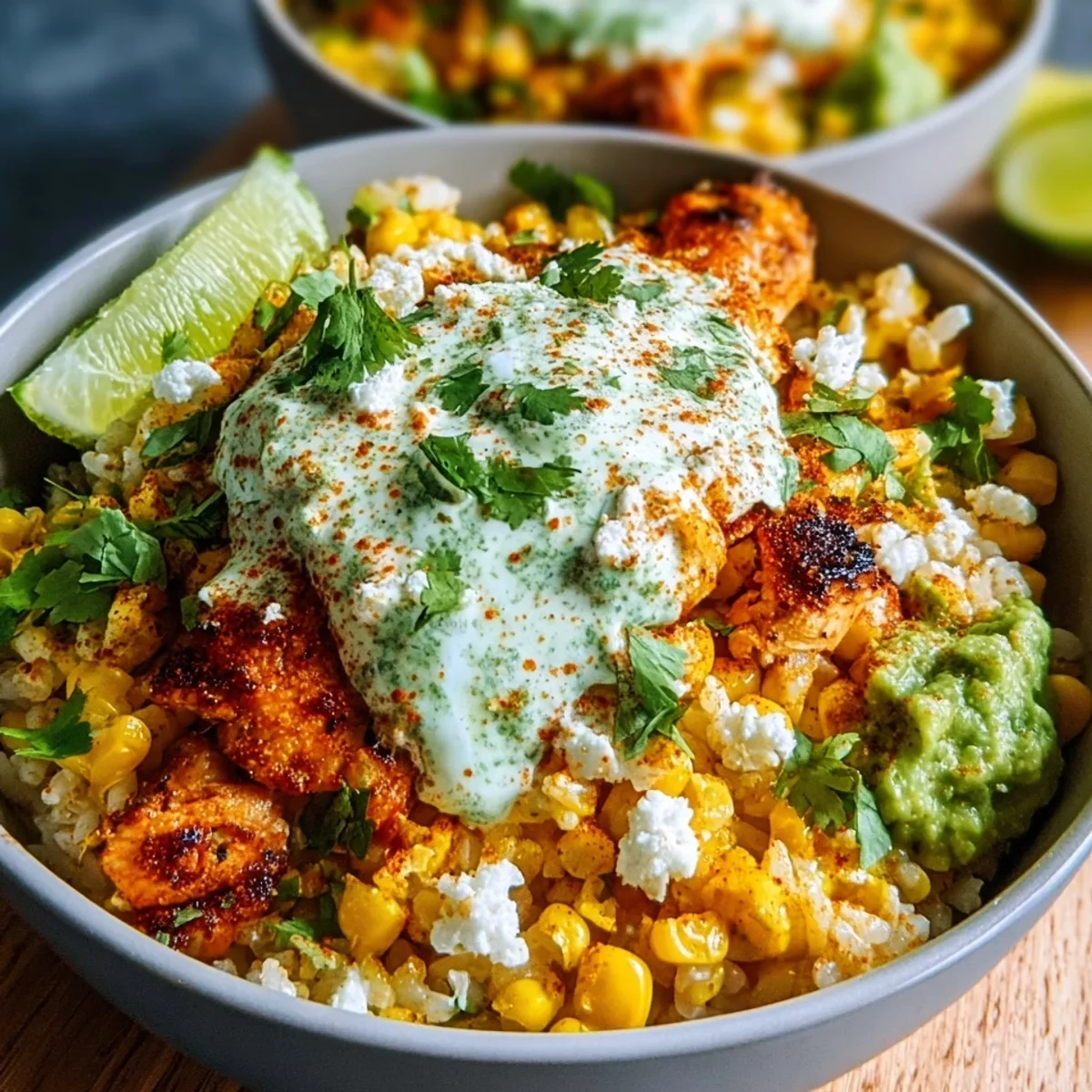 30-Minute Street Corn Chicken Rice Bowl