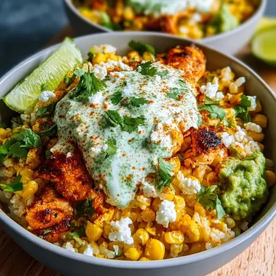 30-Minute Street Corn Chicken Rice Bowl