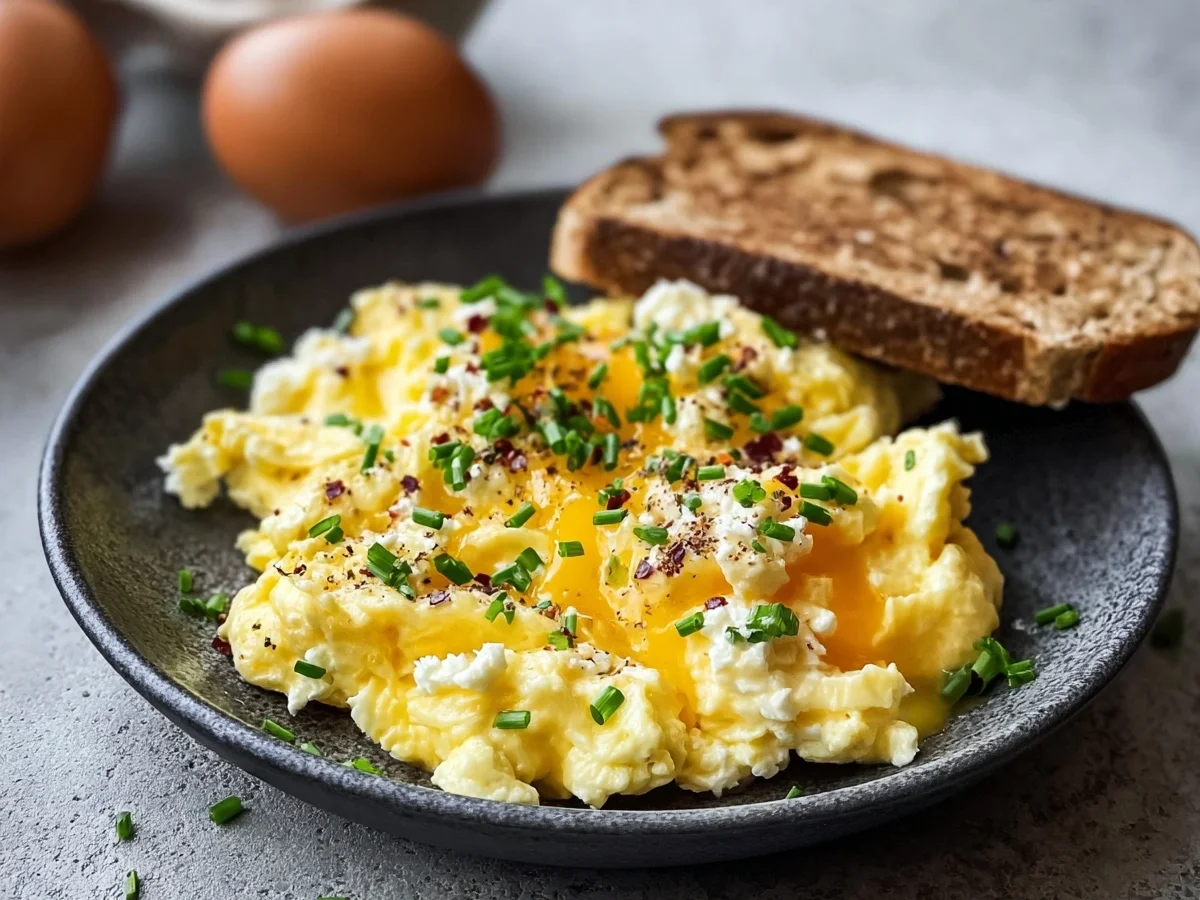 Creamy Scrambled Eggs with Cottage Cheese - Featured Image