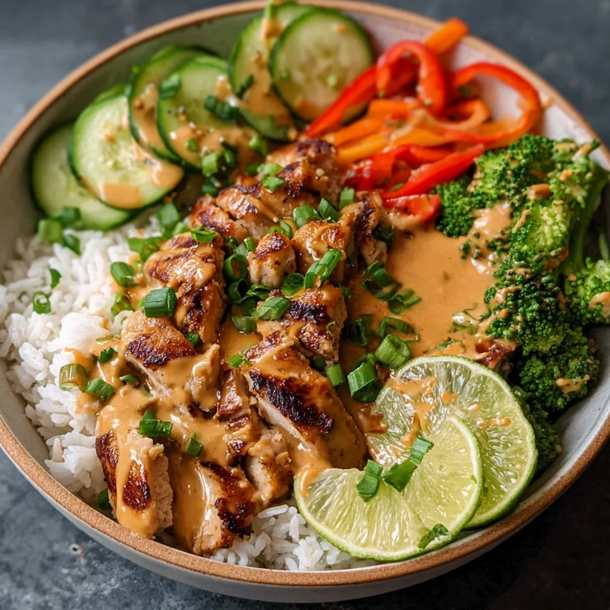 Creamy Thai Peanut Chicken Buddha Bowl Recipe
