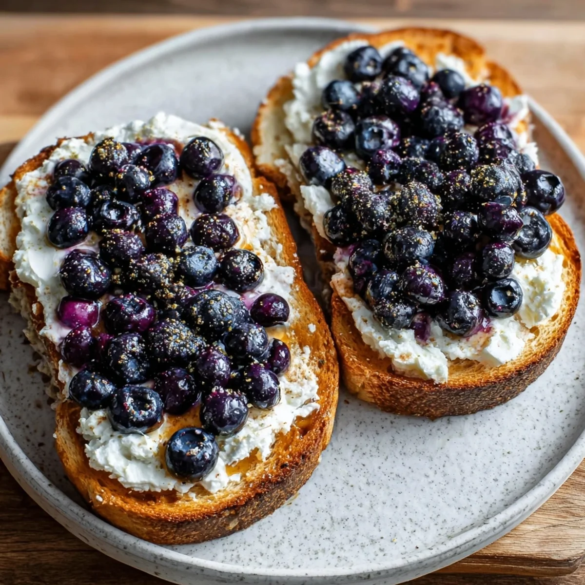 Crispy Air Fryer Blueberry Cottage Cheese Toast