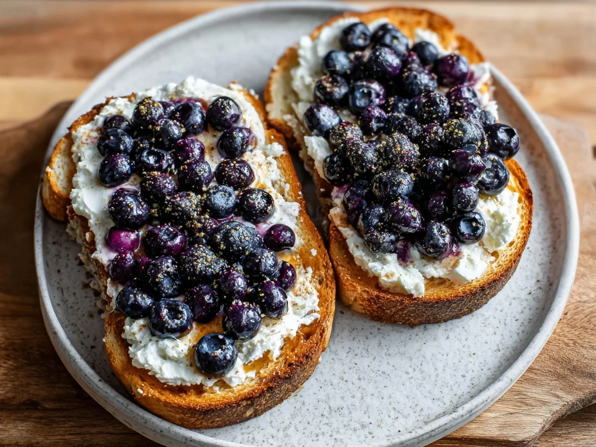 Crispy Air Fryer Blueberry Cottage Cheese Toast - Featured Image