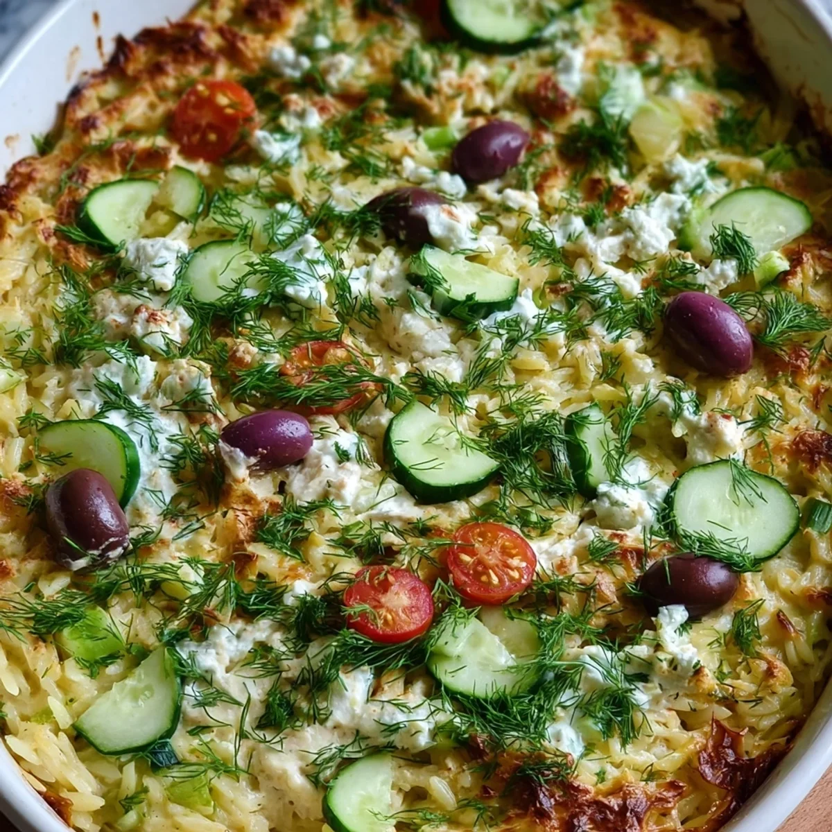 Dump and Bake Chicken Tzatziki Casserole | Easy Meal Prep