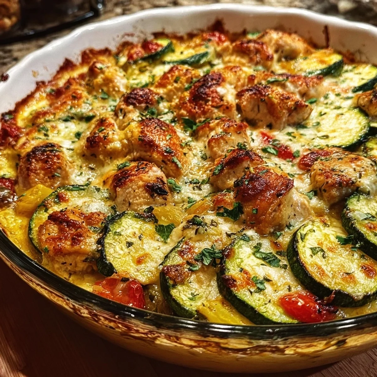 Easy High Protein Chicken Zucchini Bake