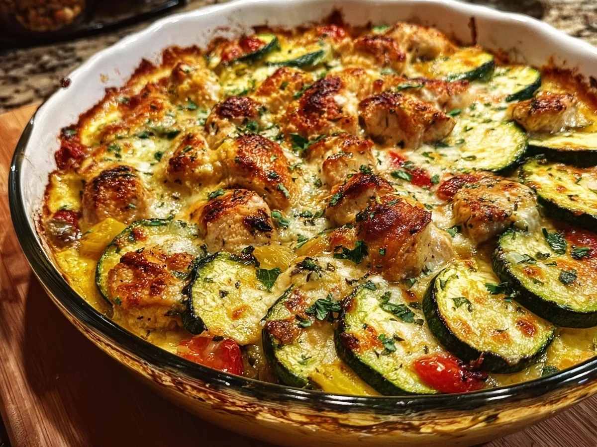 Easy High Protein Chicken Zucchini Bake - Featured Image