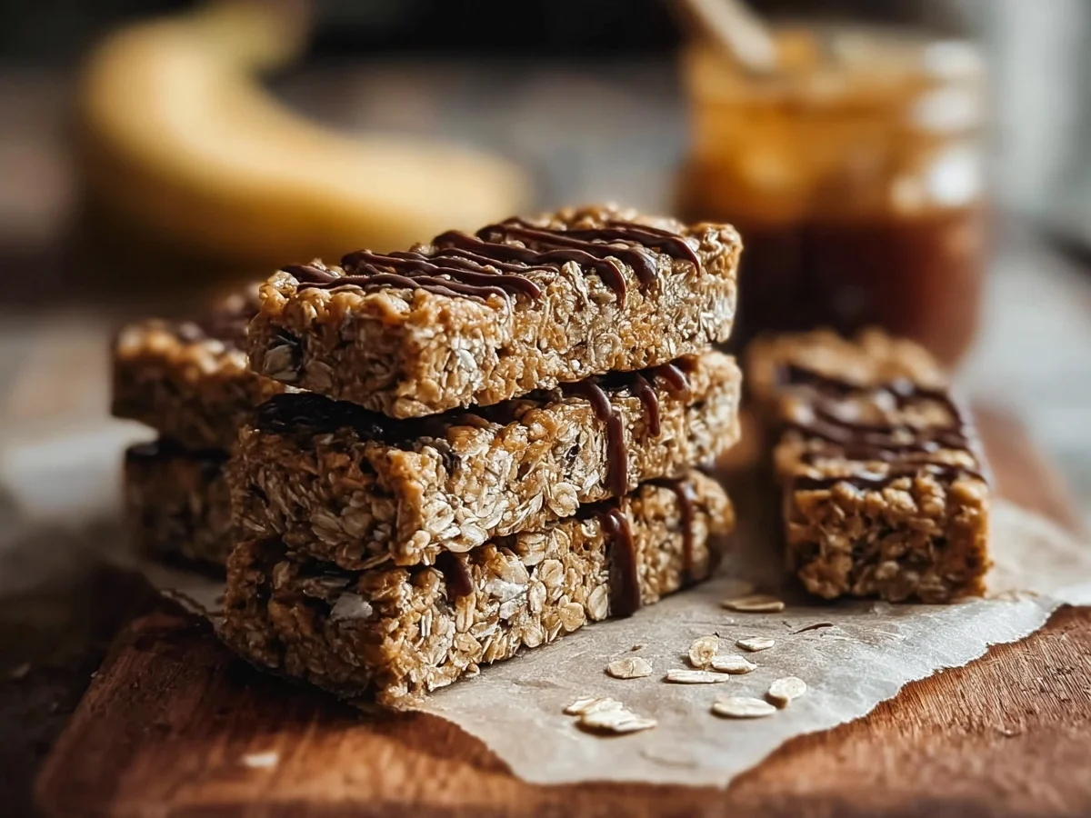 Easy No-Bake Banana Peanut Butter Oatmeal Bars - Featured Image