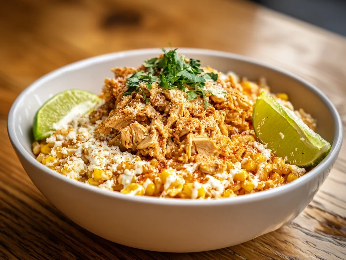 Easy Street Corn Chicken Rice Bowl for Quick Dinner - Featured Image