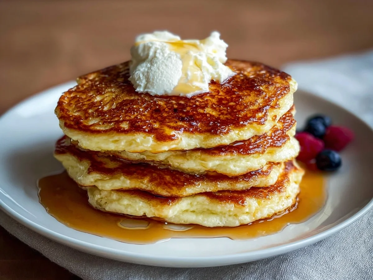 Fluffy High-Protein Cottage Cheese Pancakes Recipe - Featured Image