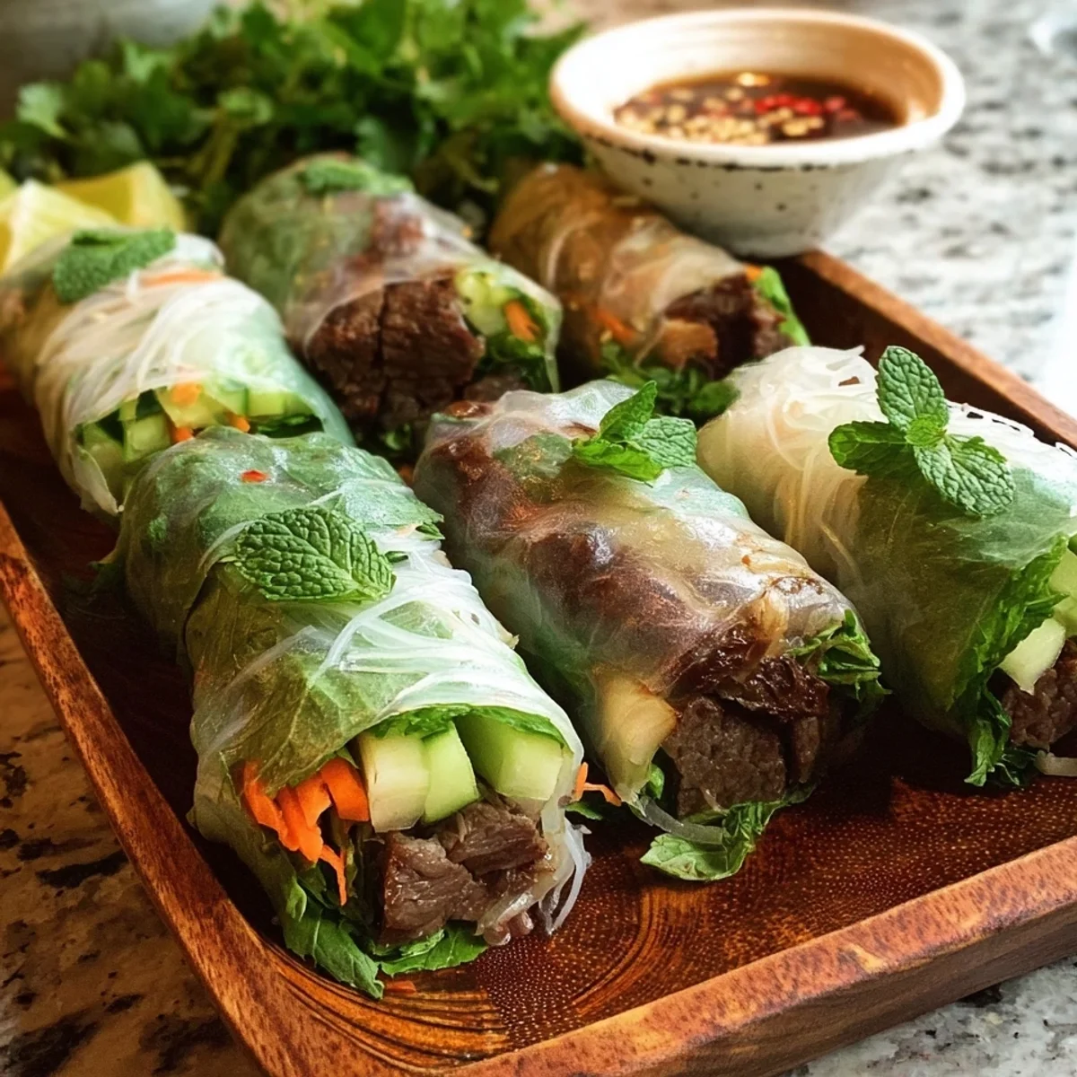 Fresh Thai Basil Beef Rolls: Quick Appetizer