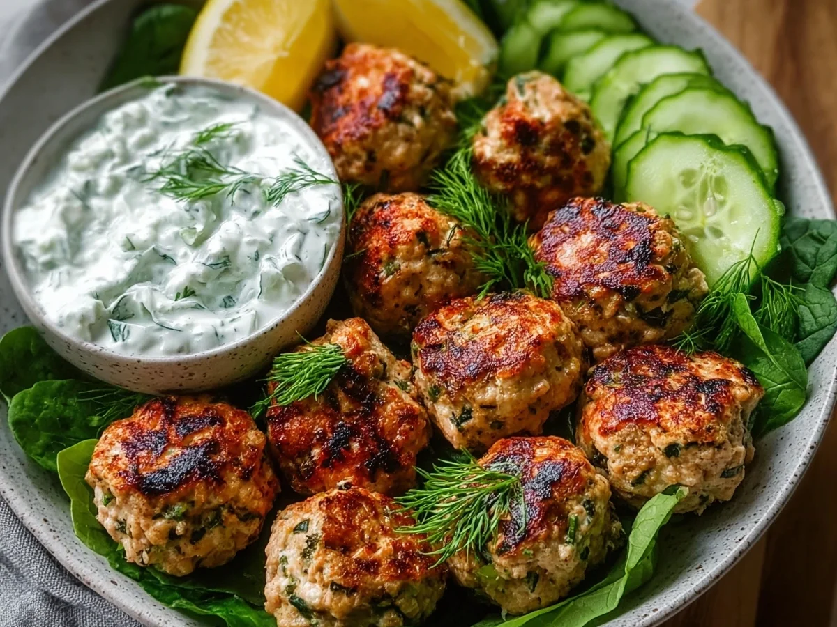 Greek Turkey Meatballs with Tzatziki | High Protein Meal Prep - Featured Image