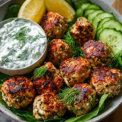 Greek Turkey Meatballs with Tzatziki | High Protein Meal Prep