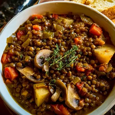 Hearty Vegan Lentil Mushroom Stew